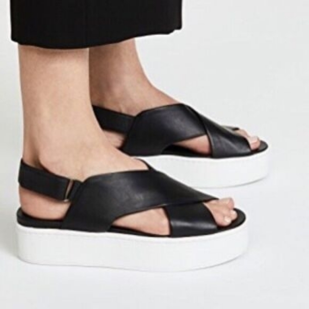 {Vaneli} Clead Strap Slingback Sandal Flatform Platform Open Toe Black